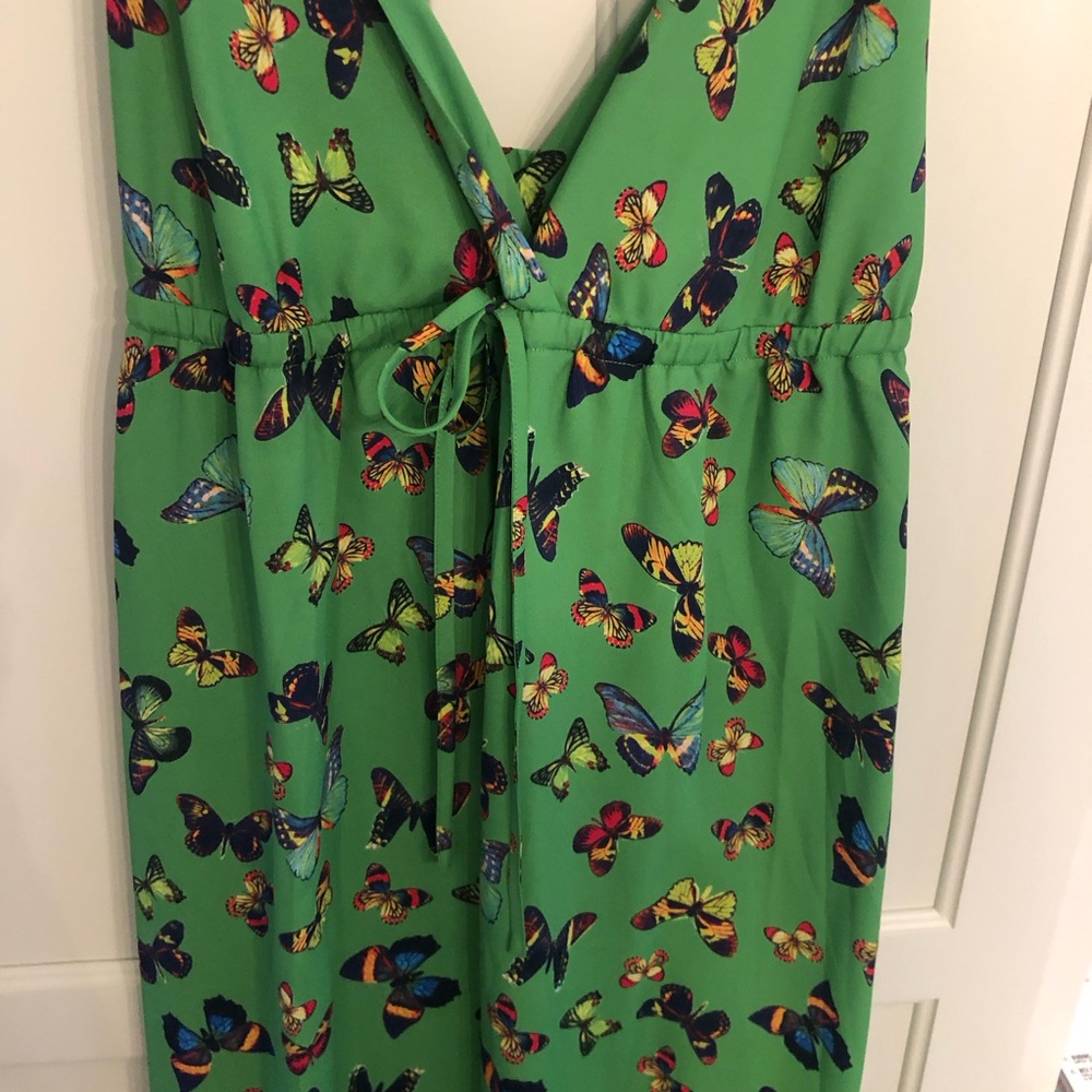 NWT L'AGENCE Green Maxi Dress with Butterfly Print - Picture 4 of 5